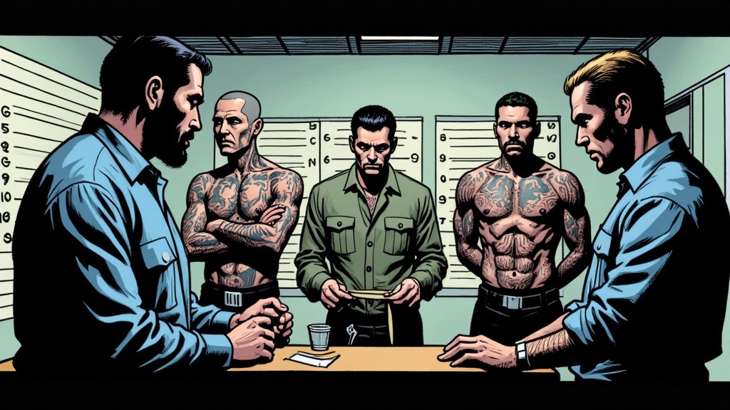 Gang members during arrest documentation