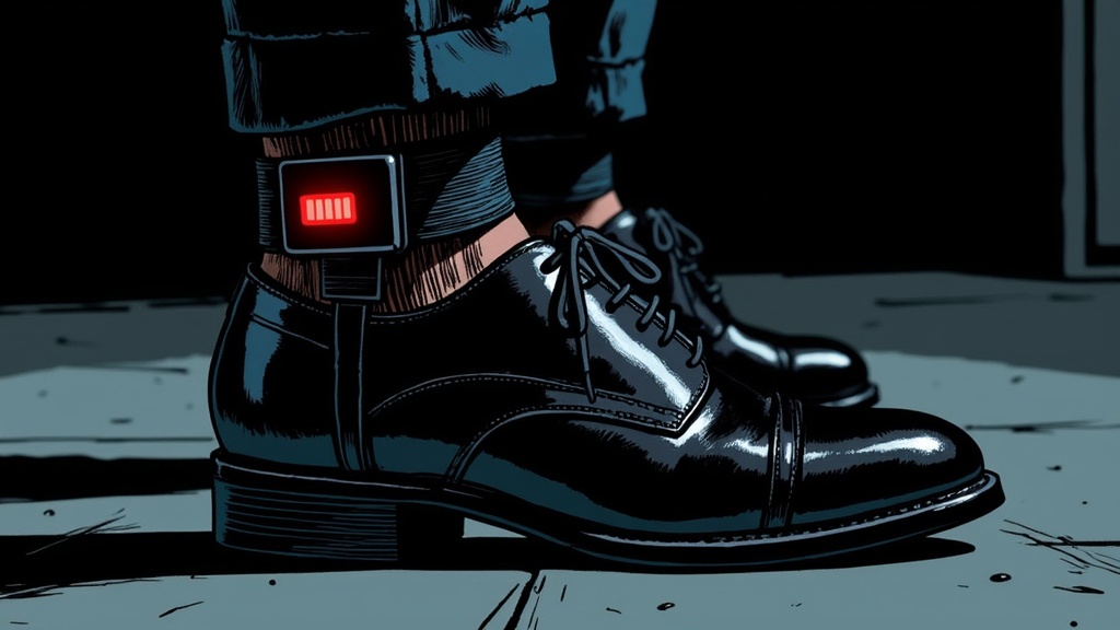Electronic ankle monitor device with warning indicators